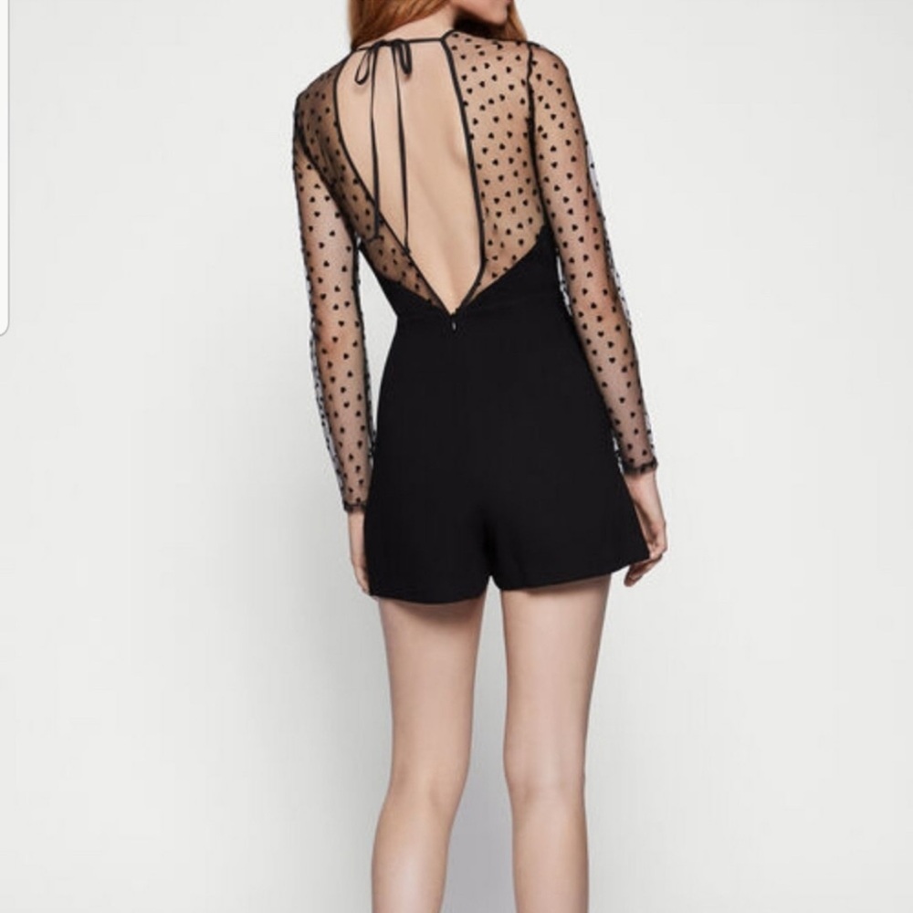 NWT BCBG Sheer Hearts Wowen Black Shorts Romper Sz 2